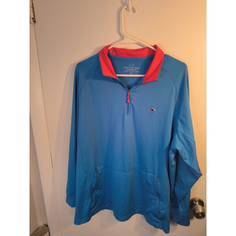 Vineyard Vines Performance Half Zip Pullover Mens XL Blue Red Golf Sweater